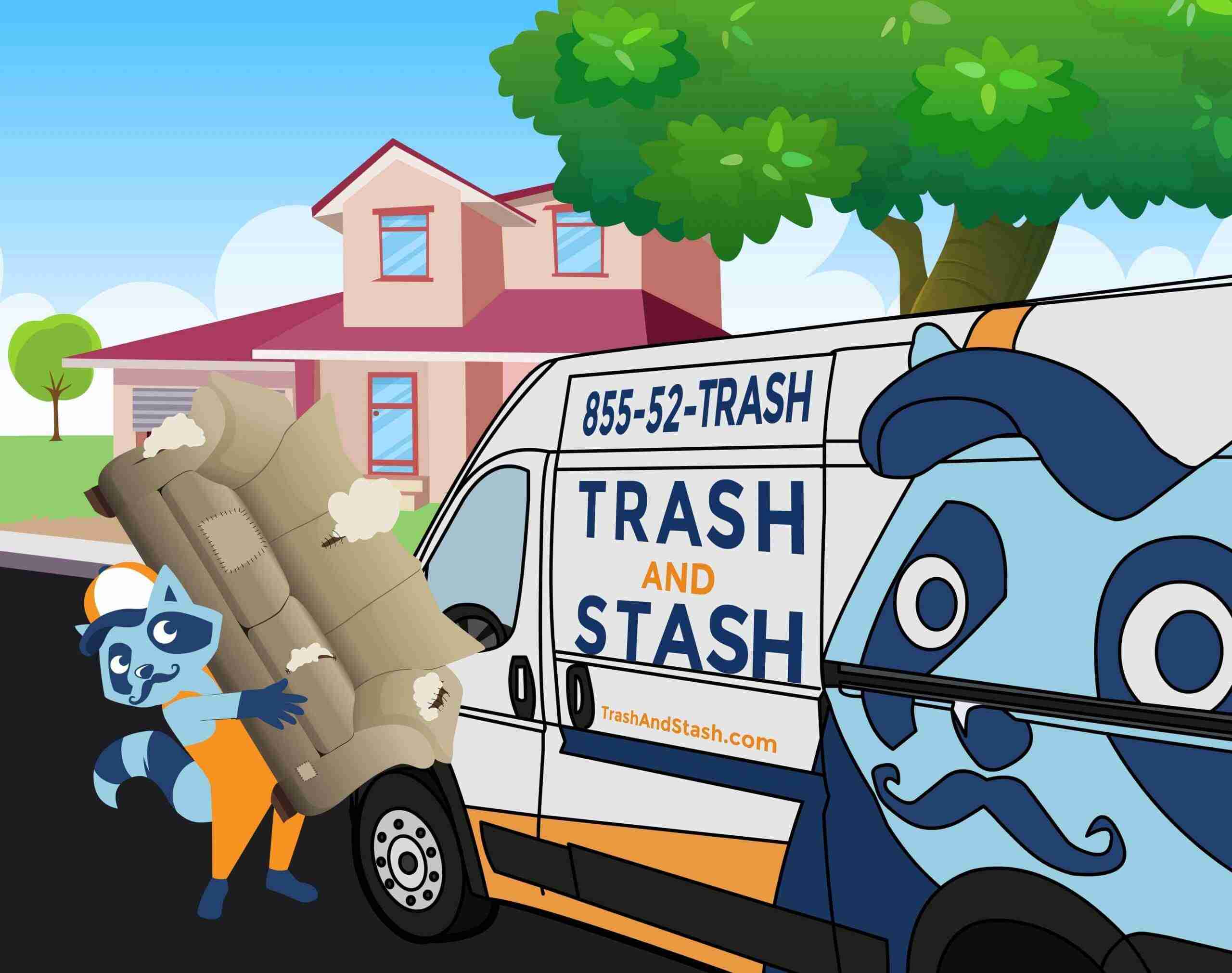 Illustration of trash and stash Fort Mill bulk waste pickup