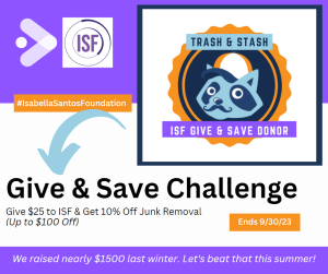 Donate to ISF and get 10% off junk removal