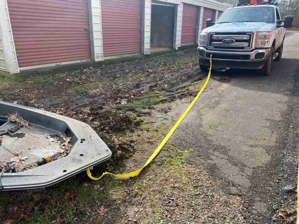 Pulling a boat from the mud