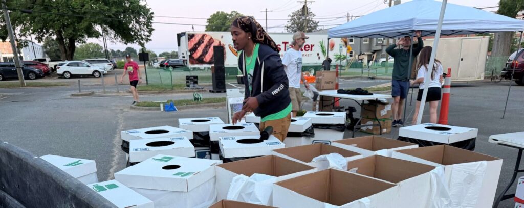 Waste collection bins built and distribution before the event